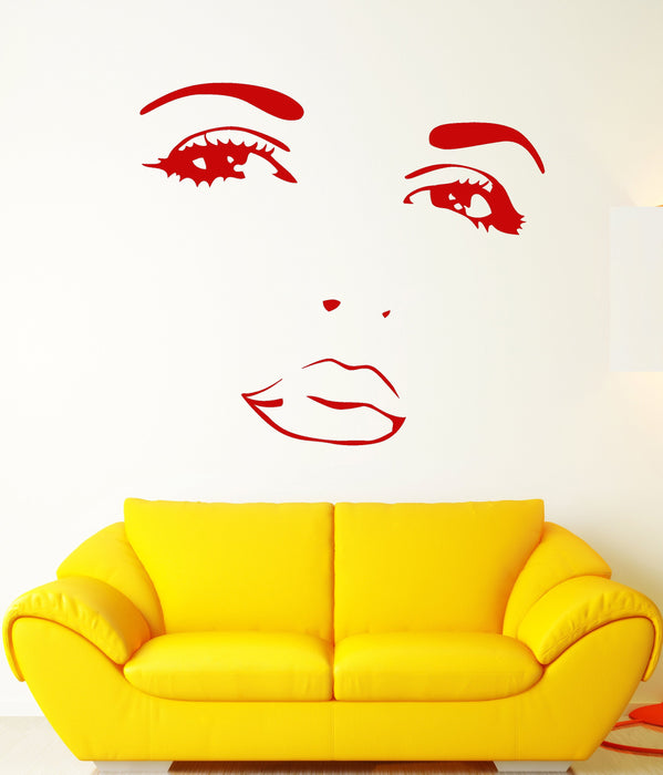 Vinyl Wall Decal Beautiful Face Girl Makeup Sexy Lips Eyes Beauty Salon Stickers Unique Gift (1815ig)