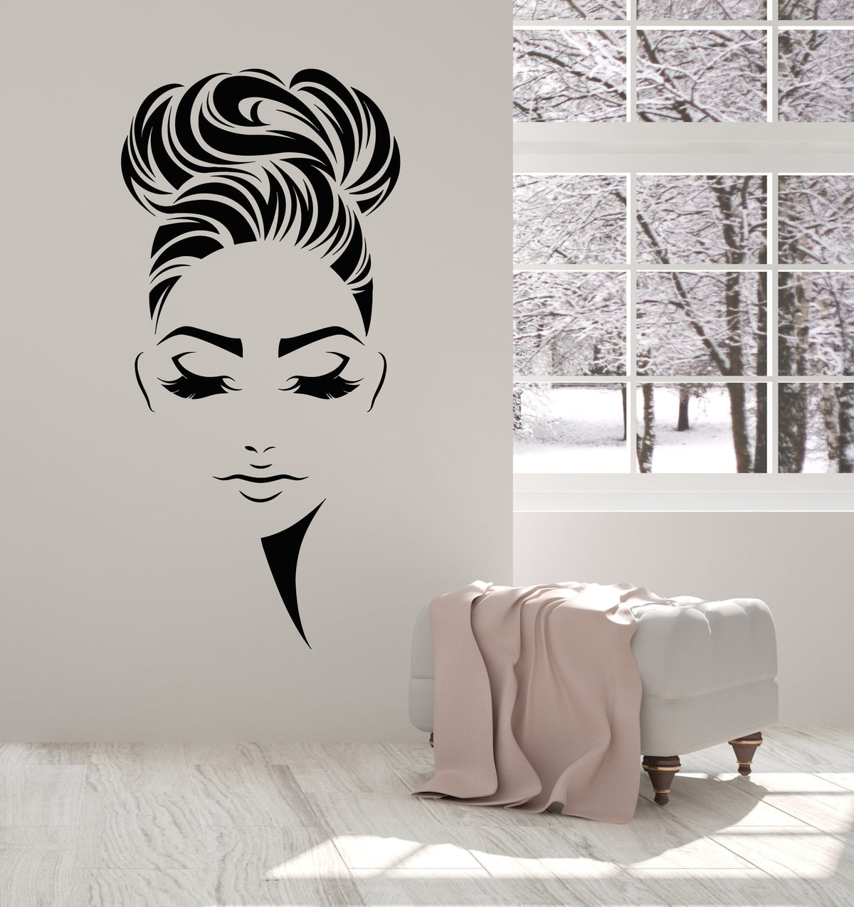 Wall Sticker Vinyl Decal Woman Abstract Hair Salon Stylist Flower Unique  Gift (ig201)