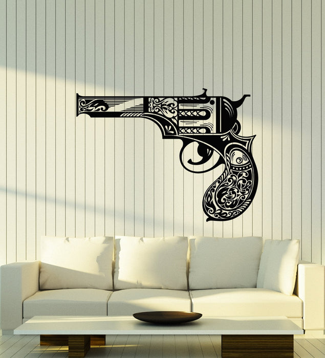 Vinyl Wall Decal Vintage Revolver Gun Lady's Pistol Weapons Stickers (2879ig)