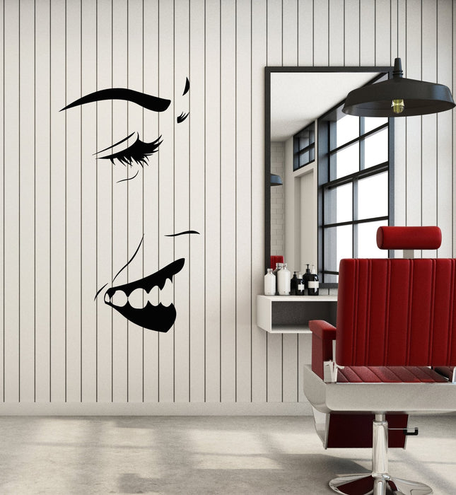 Vinyl Wall Decal Beautiful Happy Woman's Face Girl Smile Stickers (3007ig)