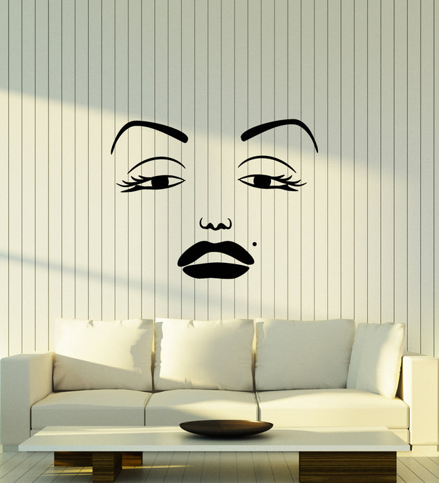 Vinyl Wall Decal Monroe Woman Sexy Face Beauty Salon Makeup Stickers (3478ig)