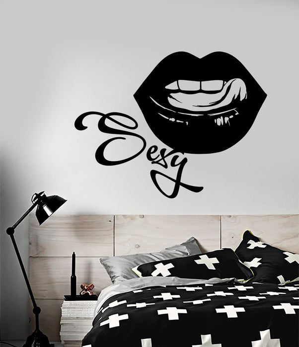 Vinyl Wall Decal Sexy Girl Hot Erotic Woman Lips Tongue Stickers (2619ig)