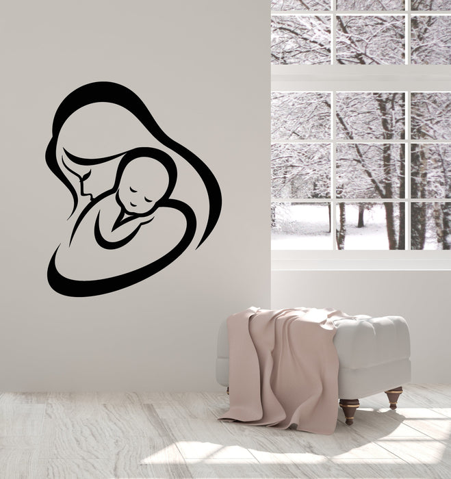 Vinyl Wall Decal Abstract Woman With Baby Children's Room Mother Stickers (2799ig)