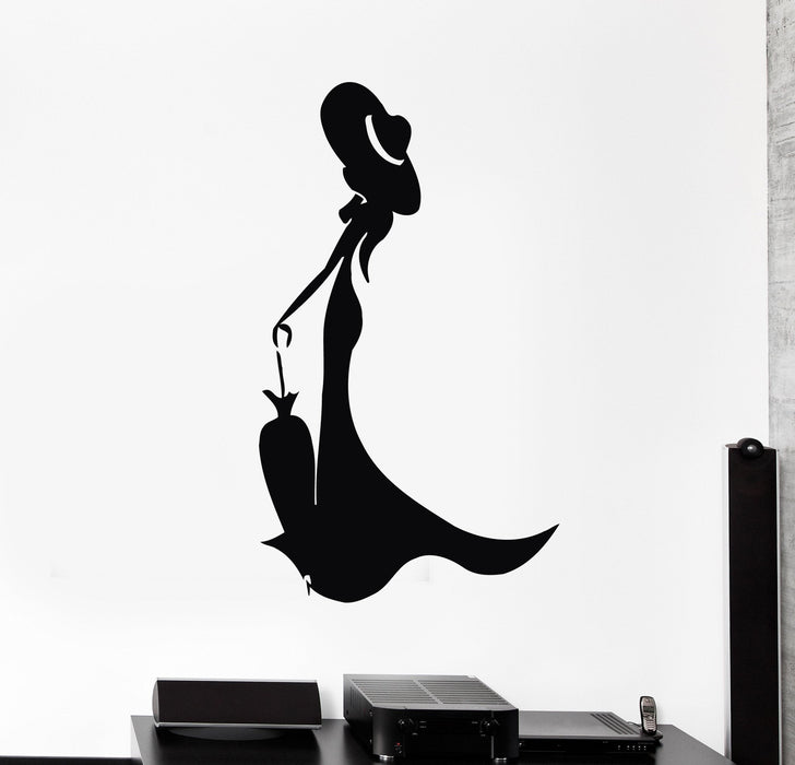 Vinyl Stickers Lady Woman with Umbrella Hat Wall Decal Decor Mural Unique Gift (ig088)