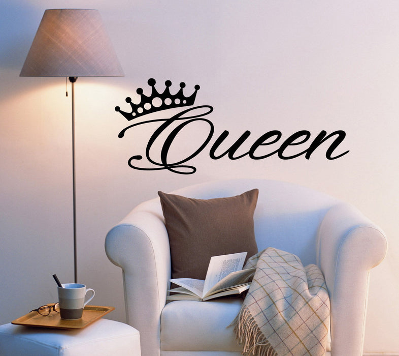 Queen Crown Vinyl Wall Decal Stickers Bedroom Décor Words  Inspiring Letters  2033ig (22.5 in x 9 in)
