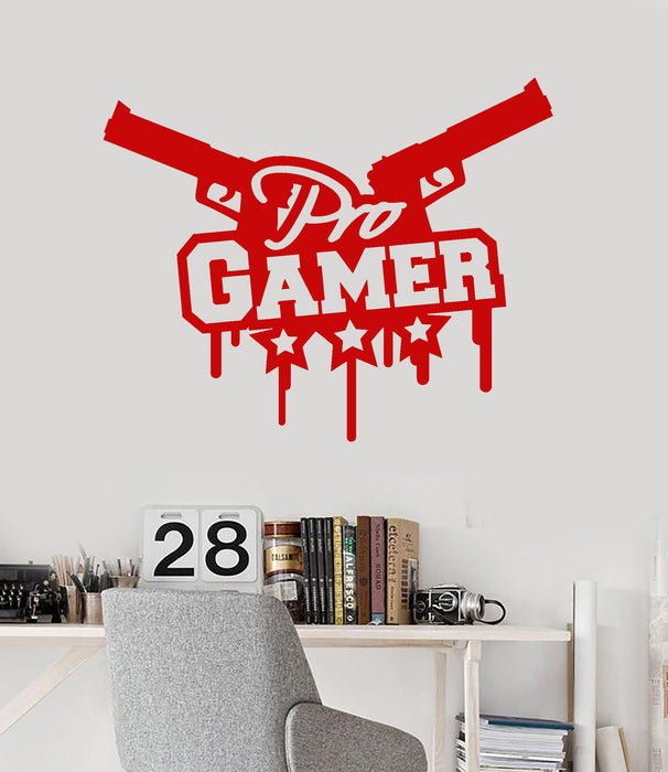 Vinyl Wall Decal Video Game Pro Gamer Room Words Gun Stickers Unique Gift (2075ig)