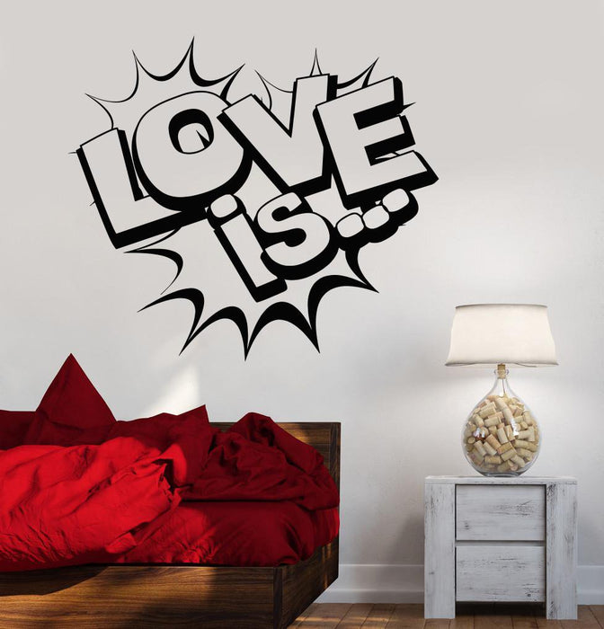 Autocollant mural en vinyle Love Is Words Romance Girl's Room Cadeau pour filles Autocollants Cadeau unique (1102ig)