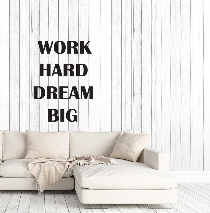 Vinyl Wall Decal Motivation Words Quote Work Hard Dream Big Gym Office Decor Stickers (4167ig)
