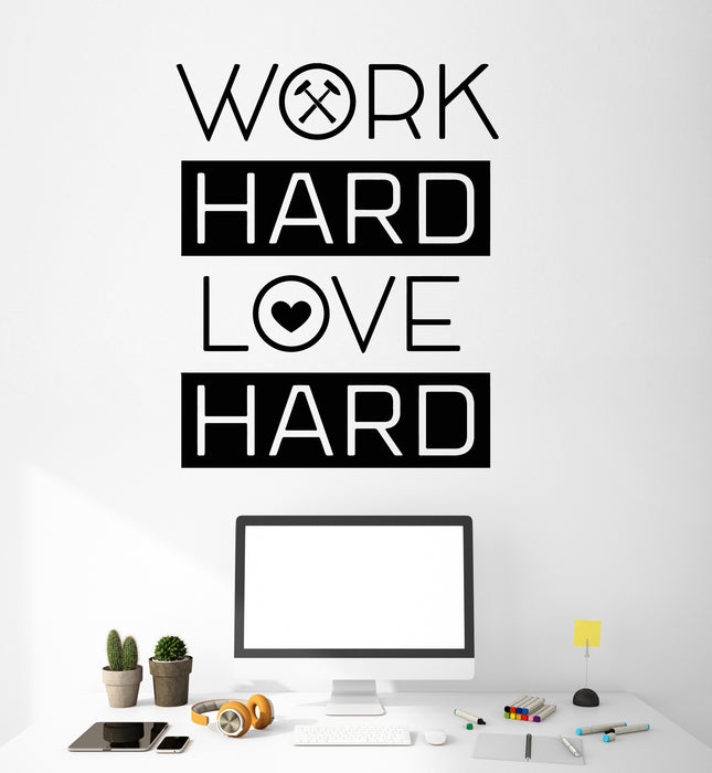 Виниловые наклейки на стены для дома и офиса Work Hard Love Hard Мотивационные цитаты (3252ig) 