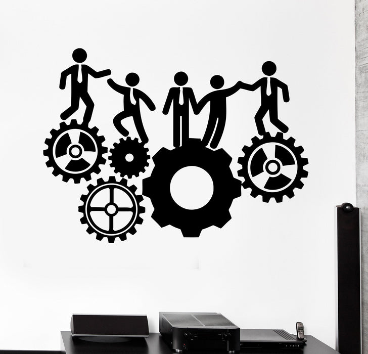 Vinyl Wall Decal Office Team Work Gears Inspiration Stickers Mural Unique Gift (396ig)