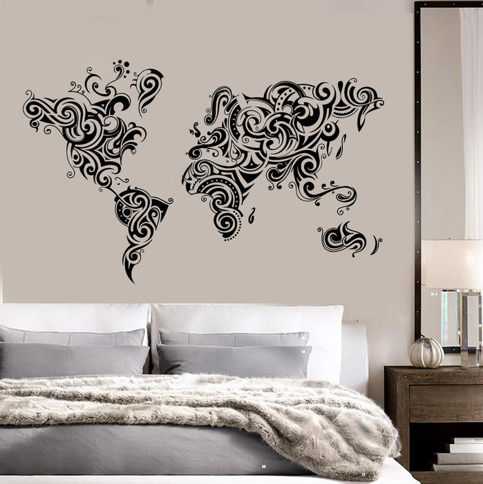 Vinyl Wall Decal Abstract World Map Room Decoration Stickers Unique Gift (1468ig)