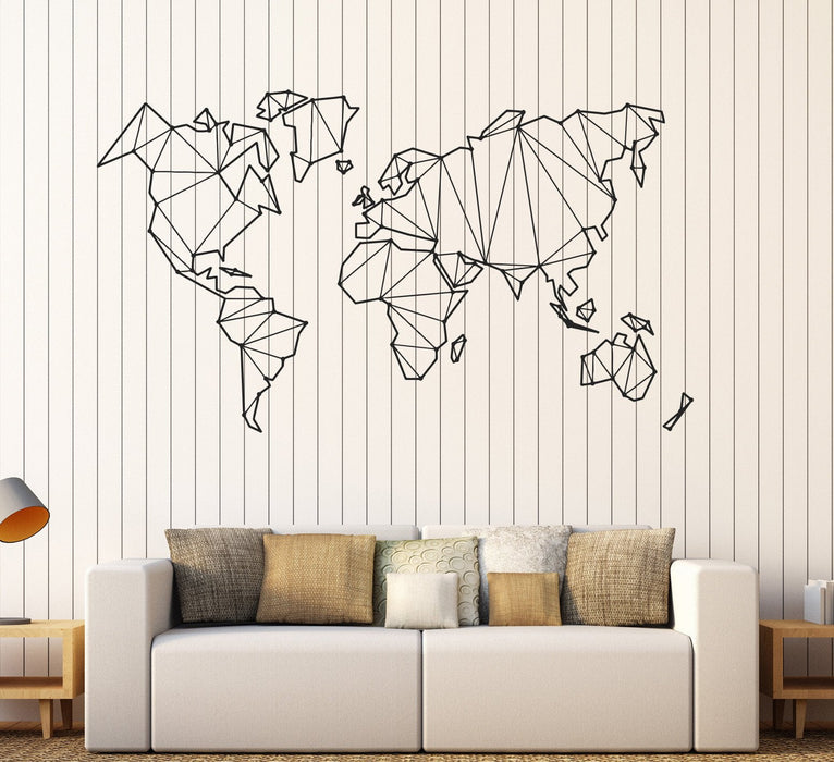 Vinyl Wall Decal Abstract Map World Geography Earth Stickers Unique Gift (838ig)