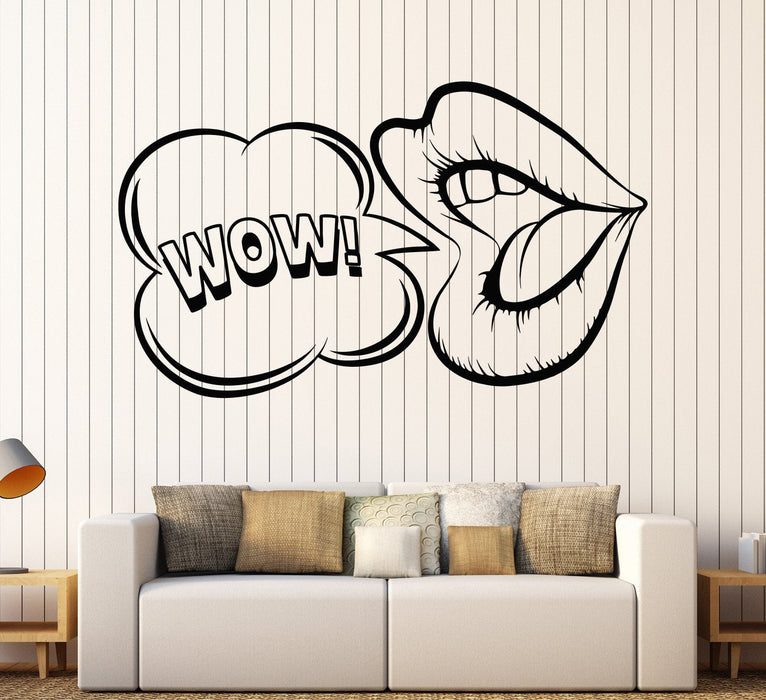 Vinyl Wall Decal Mouth Sexy Lips Wow Girl Stickers Unique Gift (738ig)