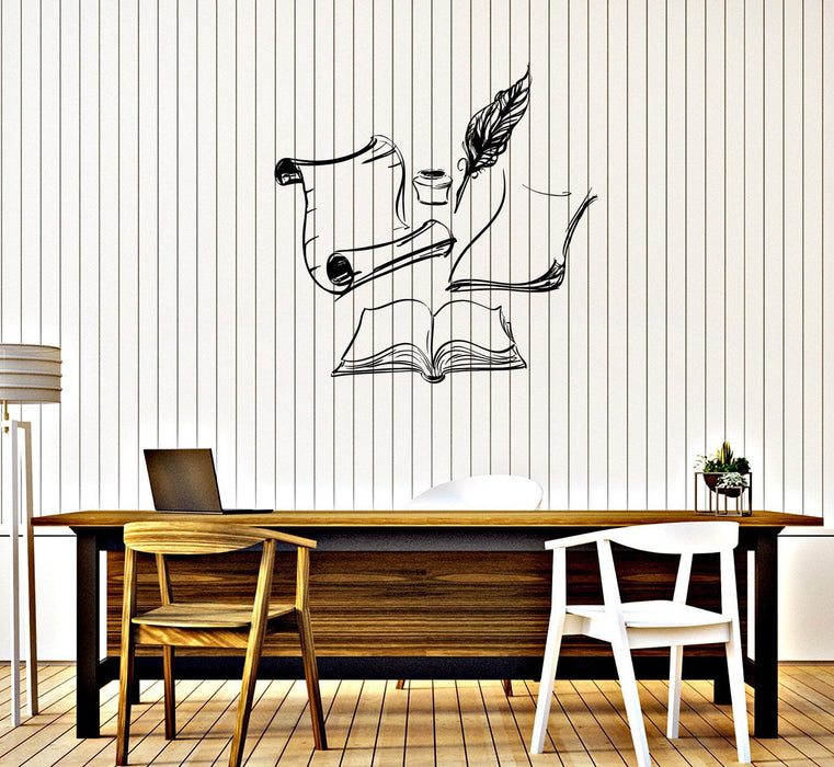 Vinyl Wall Decal Books Ink Letter Writer Nib Pen Quill Stickers Mural Unique Gift (179ig)