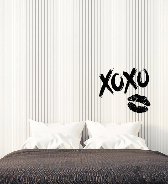 Autocollant mural en vinyle Love Romance Girl Lips Rouge à lèvres Mark XOXO Stickers (3960ig) 