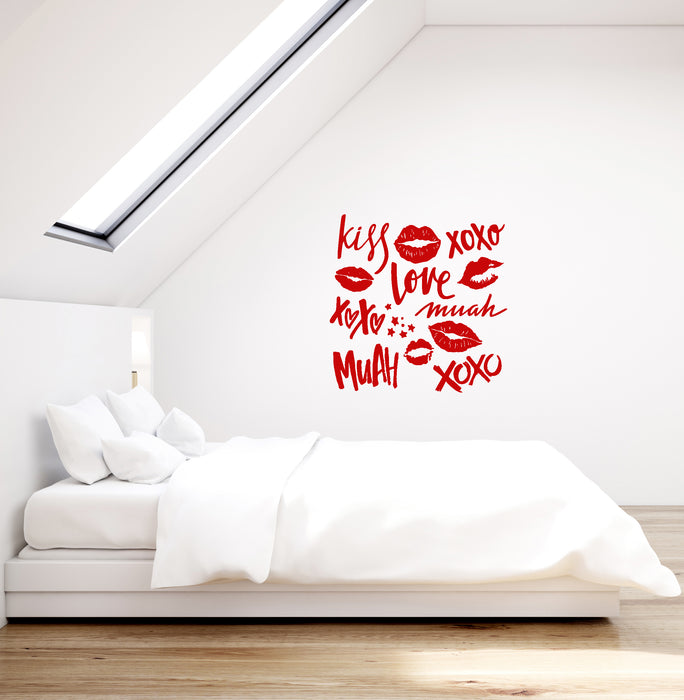 Виниловые наклейки на стену Романтическая любовь Поцелуй следы помады Наклейки (4043ig)