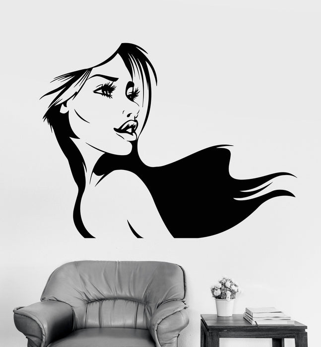 Vinyl Wall Decal Girl Beauty Hairdressing Salon Barbershop Fashion Model Stickers Unique Gift (1127ig)