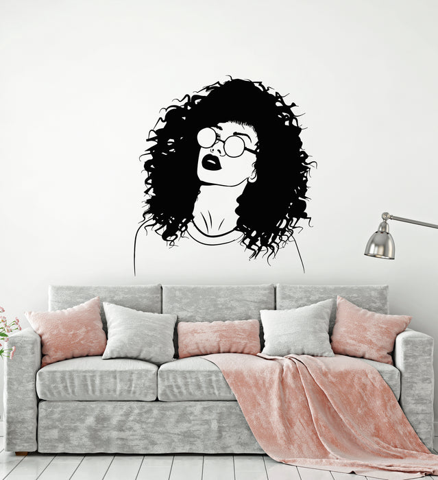 Vinyl Wall Decal Beautiful Teen Girl African Hairstyle In Sunglasses Stickers (3839ig)