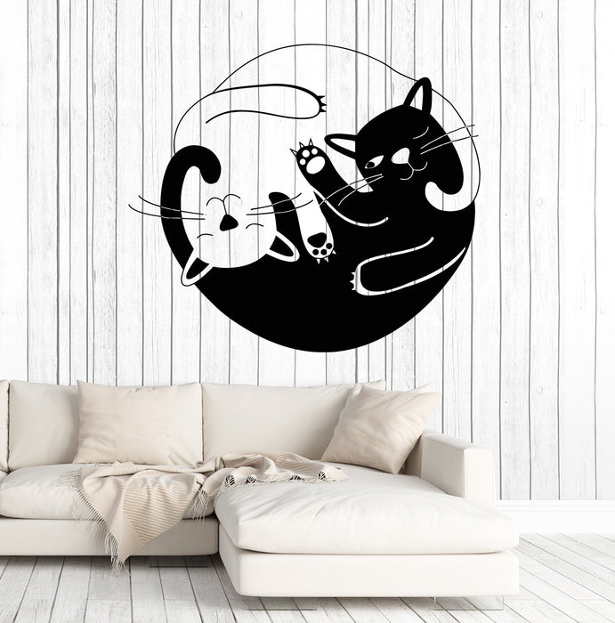 Vinyl Wall Decal Funny Cats Yin Yang Buddhism Symbol Stickers Unique Gift (1889ig)