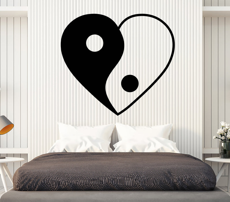 Vinyl Wall Decal Heart Love Symbol Yin Yang Buddhism Stickers Unique Gift (2100ig)