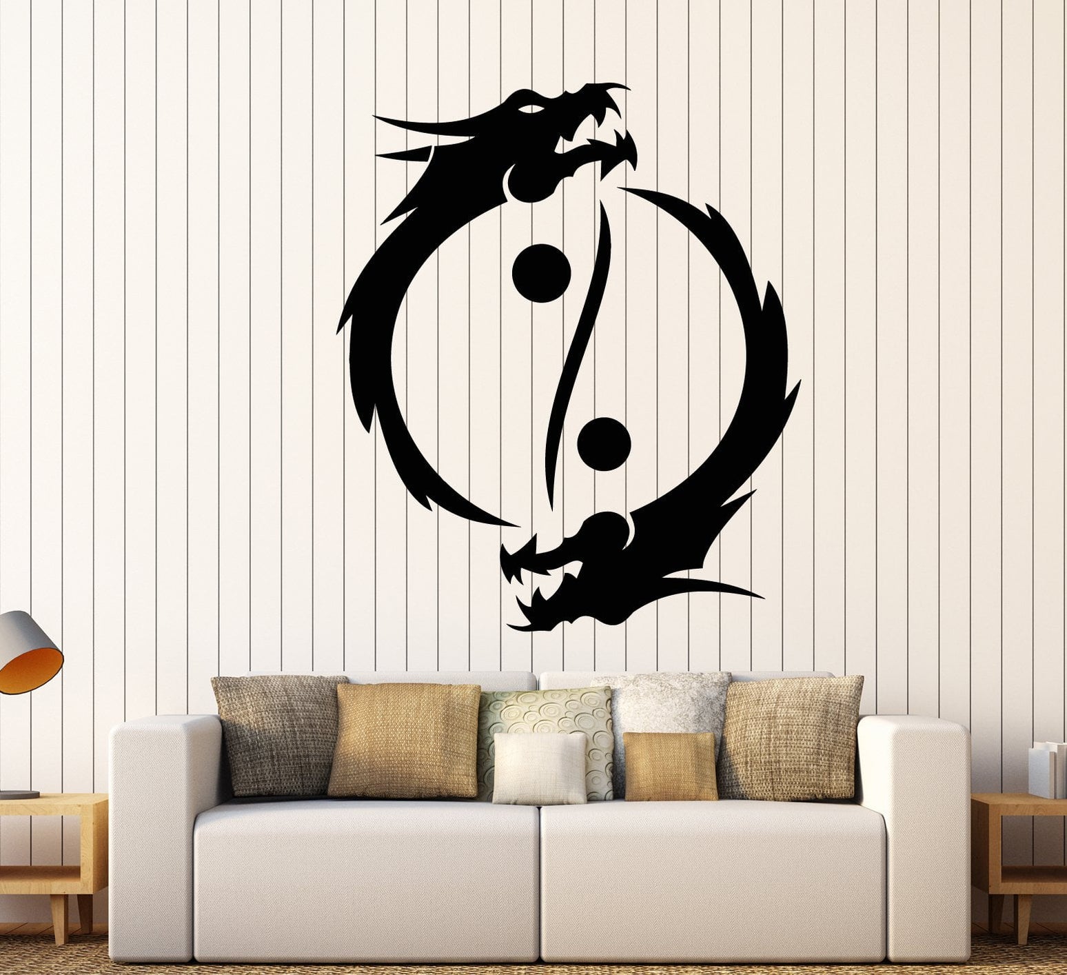 Vinyl Wall Decal Buddhism Yin Yang Symbol Asian Dragons Stickers (2290 ...