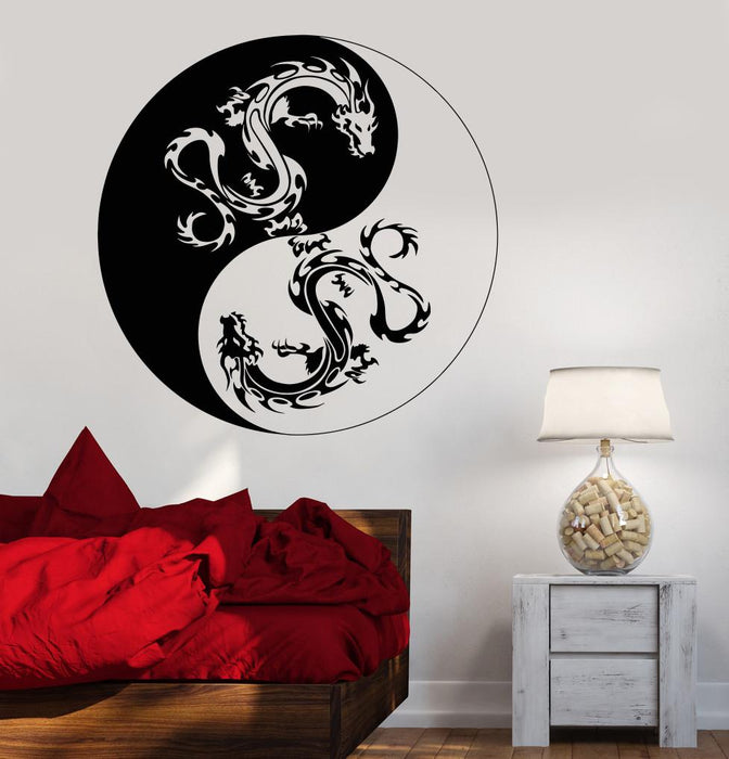 Vinyl Wall Decal Yin Yang Dragons Buddhism Religion Symbol Stickers Unique Gift (855ig)
