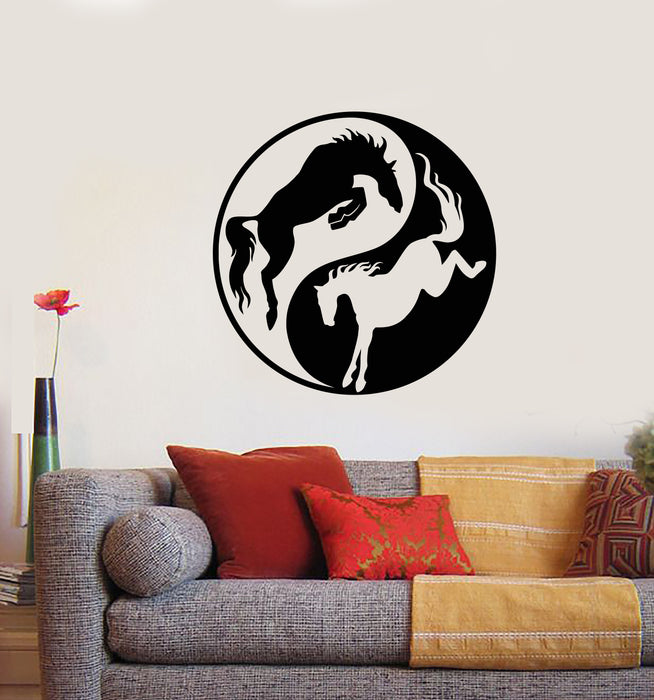 Vinyl Wall Decal Yin Yang Symbol Buddhism Horses Animals Stickers (3385ig)