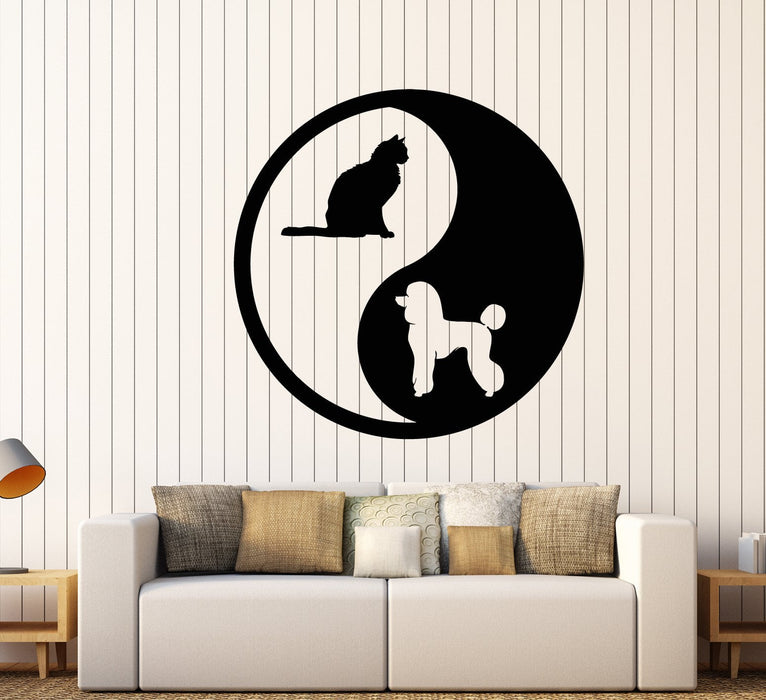 Vinyl Wall Decal Poodle Cat Dog Pet Animals Yin Yan Symbol Stickers (2530ig)