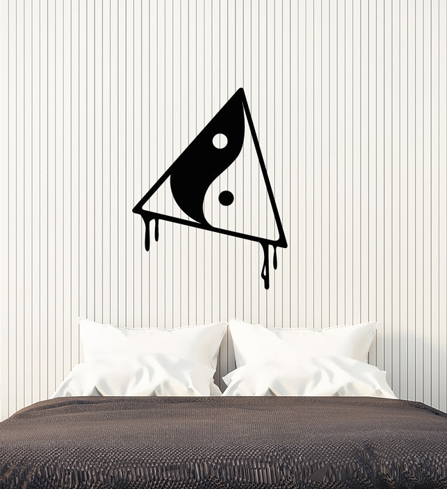 Виниловые наклейки на стену Символ Инь-Ян Буддизм Треугольник Геометрические наклейки (3763ig)