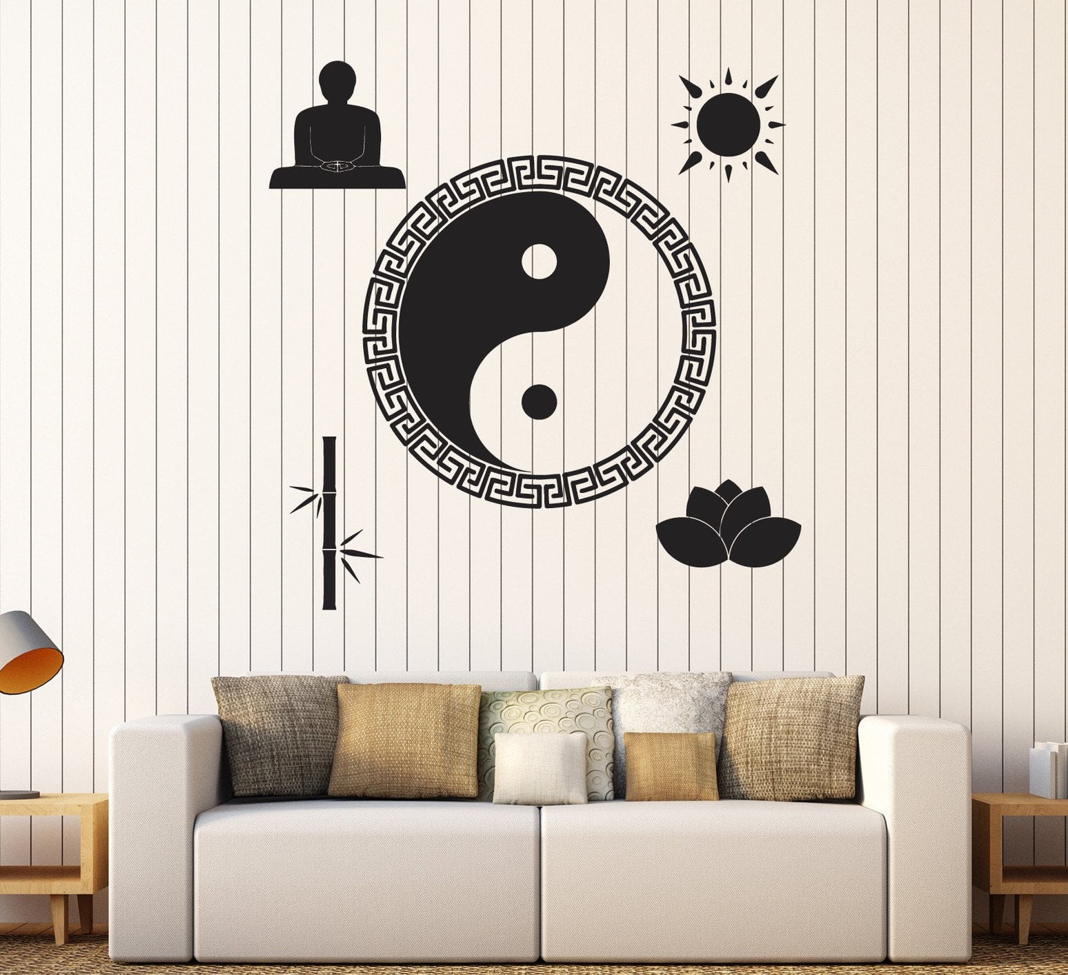 Vinyl Wall Decal Yin Yang Buddha Zen Meditation Room Stickers Unique G ...