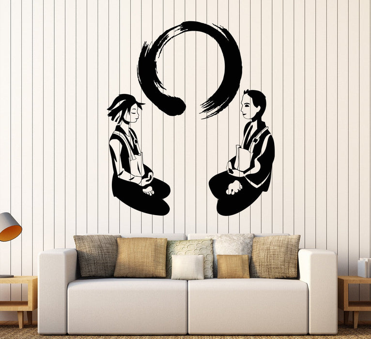 Vinyl Wall Decal Yoga Meditation Room Enso Circle Lotus Pose Zen Stickers Unique Gift (1458ig)