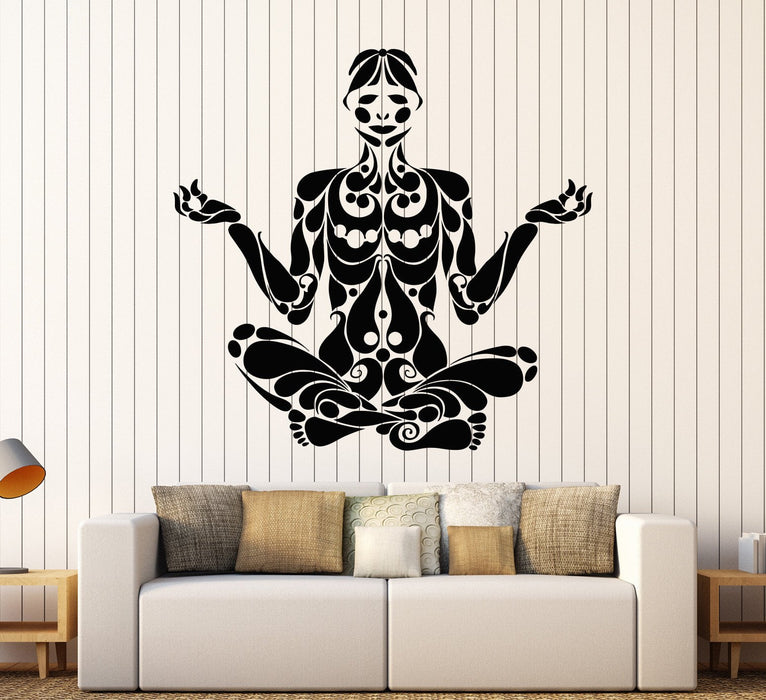 Vinyl Wall Decal Yoga Pose Lotus Meditation Centre Stickers Unique Gift (1580ig)