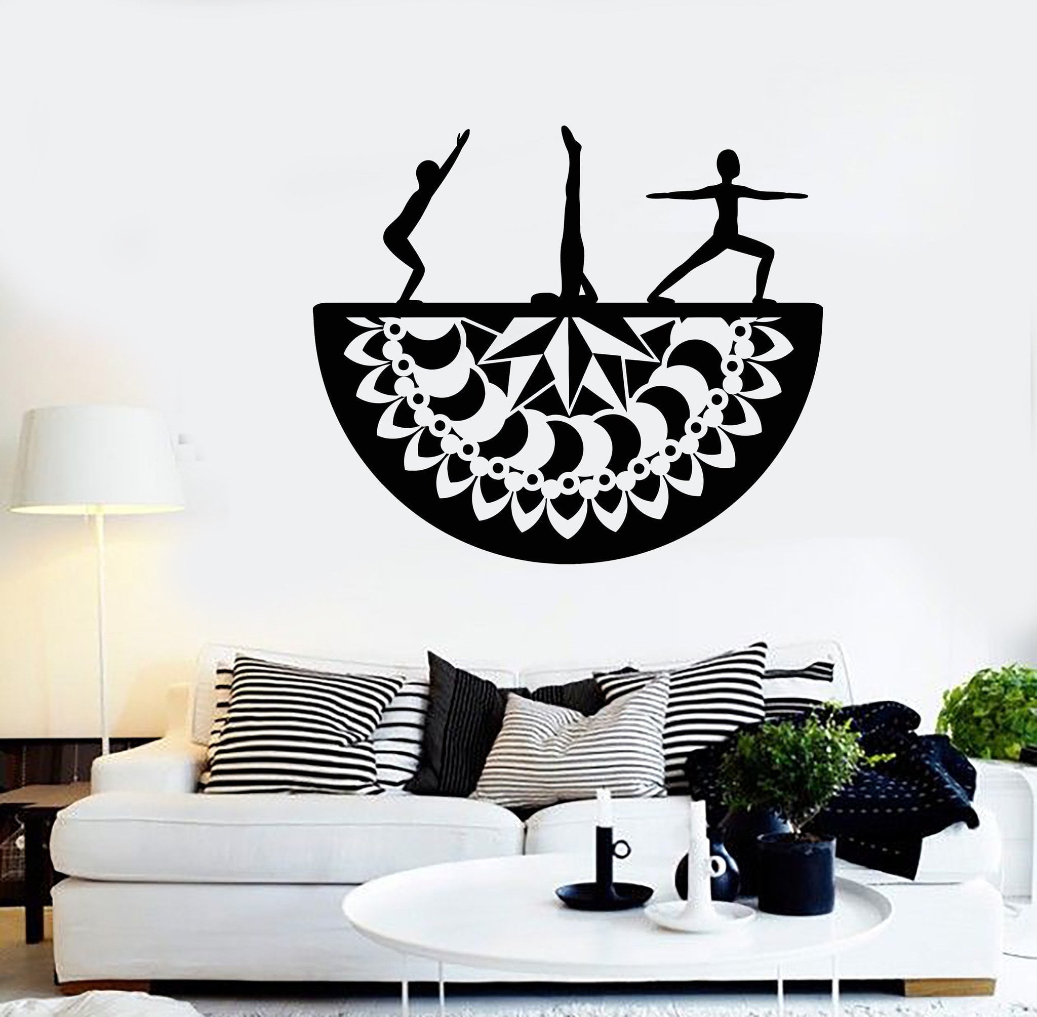 Vinyl Wall Decal Yoga Mandala Buddhism Meditation Stickers Mural Uniqu ...