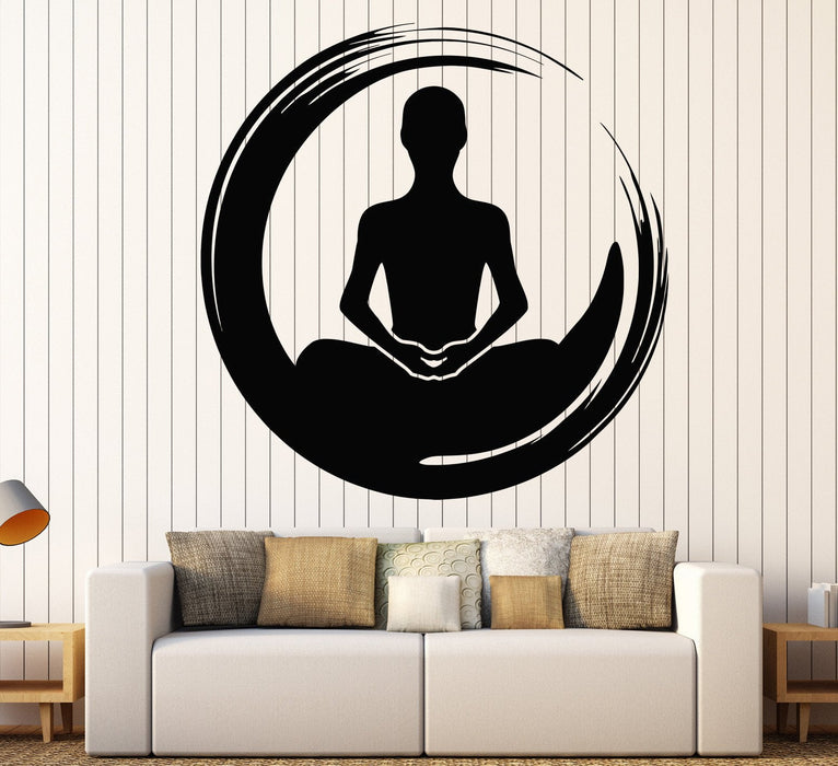Vinyl Wall Decal Meditation Yoga Lotus Pose Health Enso Stickers Unique Gift (692ig)