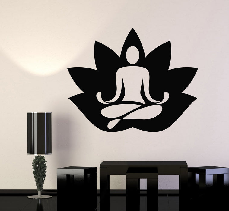 Vinyl Wall Decal Yoga Pose Meditation Hinduism Buddhism Yoga Studio Stickers Unique Gift (684ig)