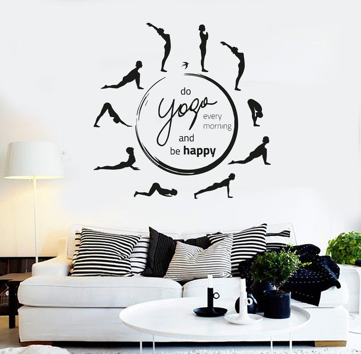 Vinyl Wall Decal Yoga Quote Pose Meditation Room Circle Stickers Unique Gift (ig4373)