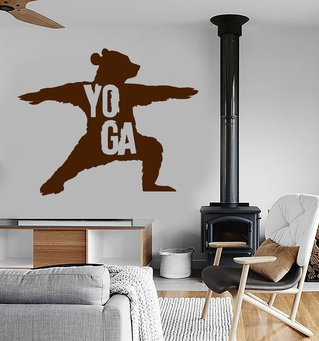 Vinyl Wall Decal Yoga Center Bear Meditation Art Stickers Mural Unique Gift (ig3971)