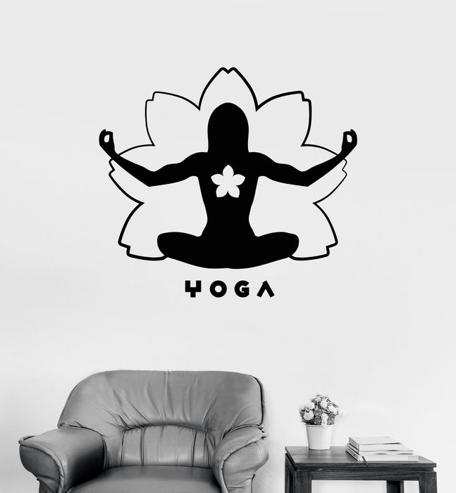 Vinyl Wall Decal Yoga Meditation Pose Lotus Spiritual Art Stickers Unique Gift (591ig)