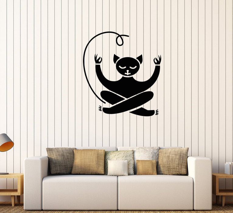 Vinyl Wall Decal Meditation Cat Yoga Animal Pet Zen Stickers Unique Gift (603ig)