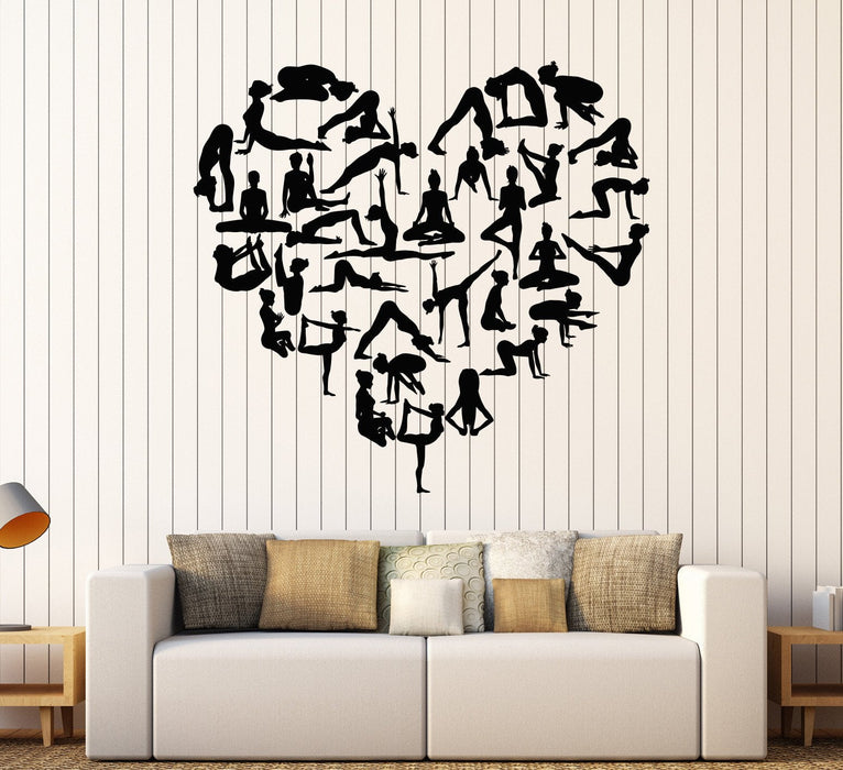 Vinyl Wall Decal Yoga Center Heart Girl Pose Health Beauty Stickers Unique Gift (821ig)