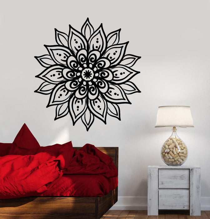 Vinyl Wall Decal Abstract Lotus Flower Yoga Meditation Stickers (2383ig)