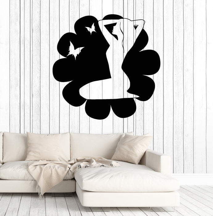 Vinyl Wall Decal Beautiful Flower Bud Butterfly Girl Yoga Spa Center Stickers Unique Gift (1524ig)