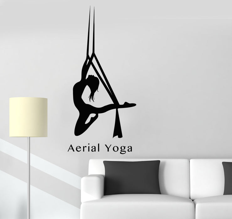 Vinyl Wall Decal Signboard Logo Aerial Yoga Girl Beauty And Health Stickers (2943ig)