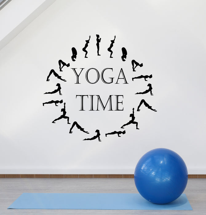 Vinyl Wall Decal Yoga Pose Time Meditation Studio Room Word Logo Sickers (4223ig)