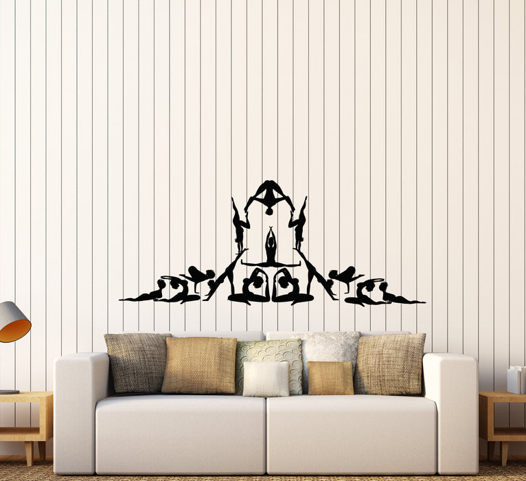 Autocollant mural en vinyle pour salle de méditation Yoga Girls Pose Studio (3690ig)