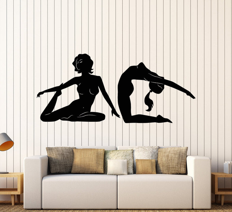 Vinyl Wall Decal Yoga Centre Meditation Pose Naked Girls Stickers Unique Gift (818ig)