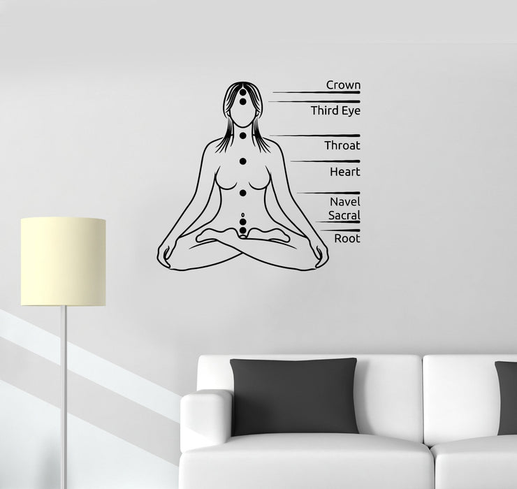 Vinyl Decal Yoga Chakra Meditation Buddhism Hinduism Wall Sticker Mural Unique Gift (ig2673)