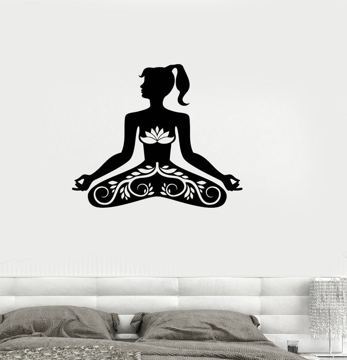 Vinyl Decal Lotus Pose Yoga Buddhism Meditation Wall Stickers Mural Unique Gift (ig2690)