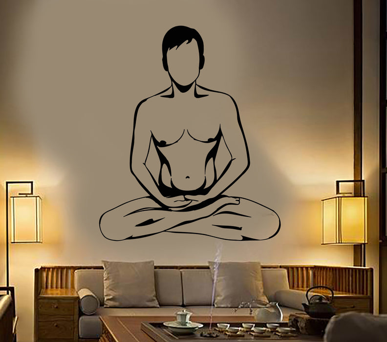 Vinyl Wall Decal Naked Man Yoga Meditation Lotus Pose Stickers Unique Gift (1774ig)