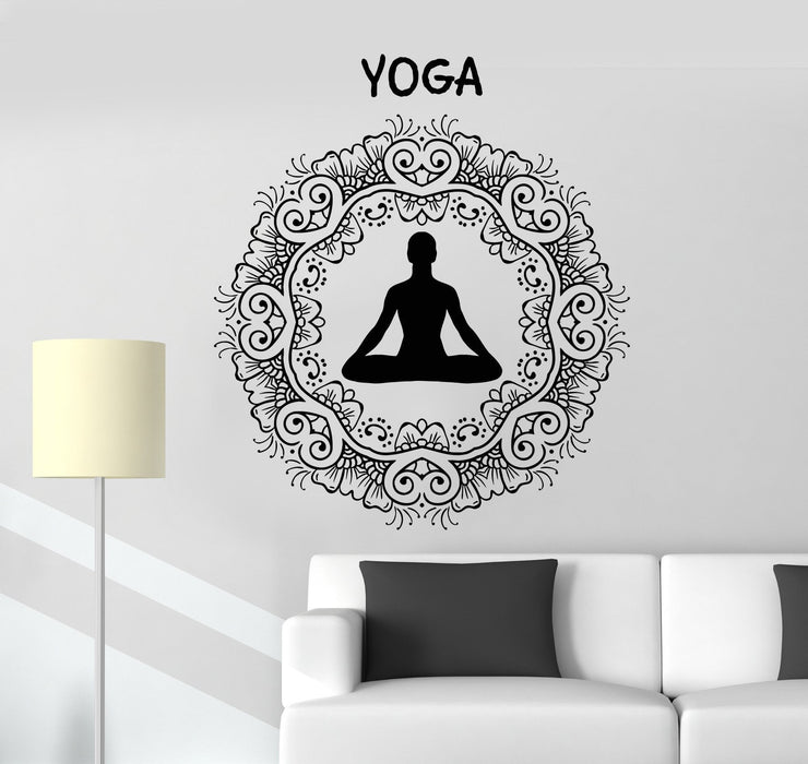 Vinyl Wall Decal Yoga Buddhism Meditation Ornament Decor Bedroom Stickers Unique Gift (ig3539)